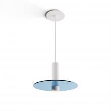 Koncept Inc Hawaii CMP-S1-S-06-MWT+GBLU9 - Combi Pendant 6" Single Unit Matte White with Matte White Canopy, 9" glass plate (Blue) atta