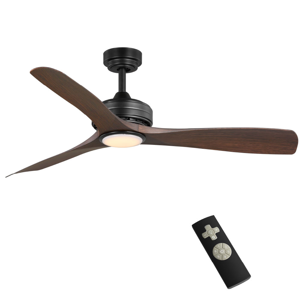 Bayshire 60 inch Indoor/Outdoor Ceiling Fan with LED Light and Remote, Dark Brownwood Blades