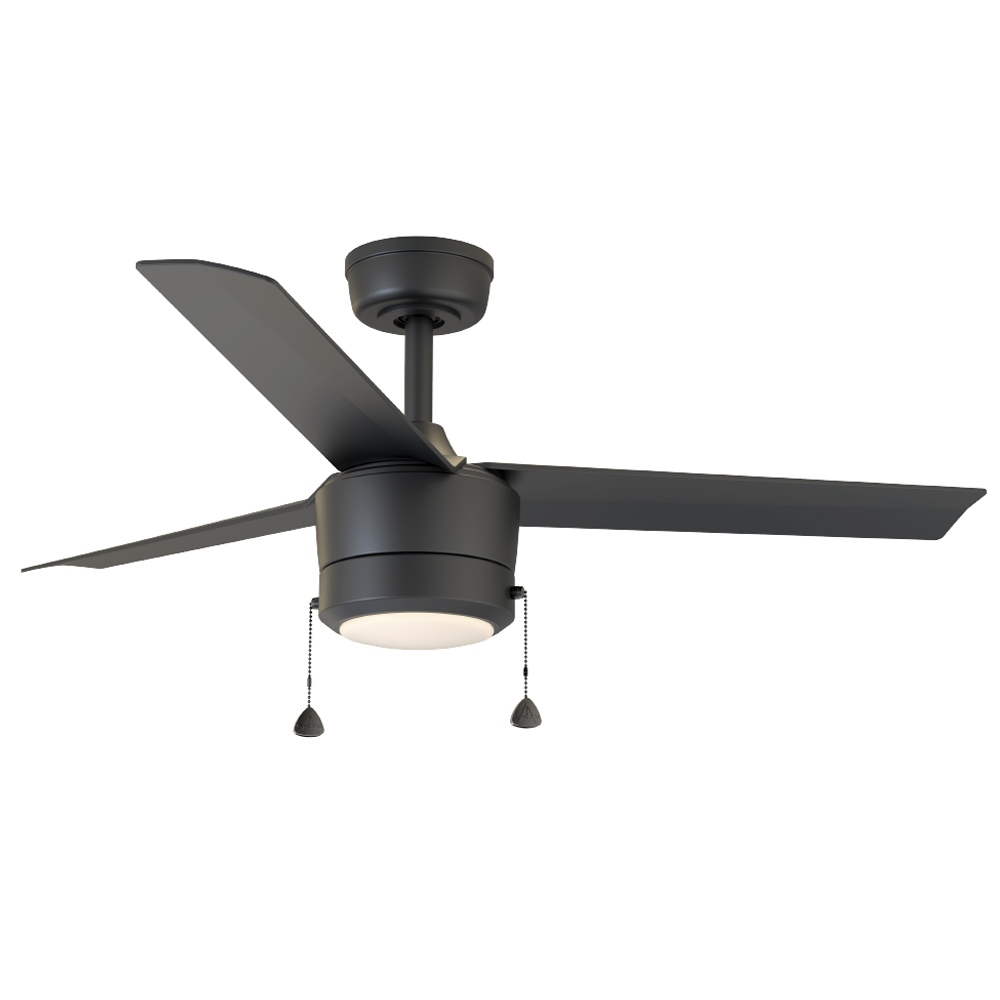 Tritour 52 inch Ceiling Fan with Pull Chain, Builder Series, Matte Black