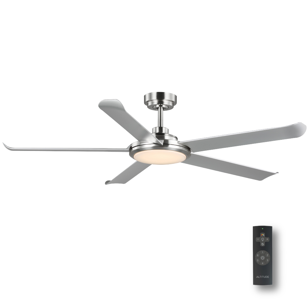 Arlette 60 inch Ceiling Fan with LED Light and Remote, Brushed Nickel with Silver Blades