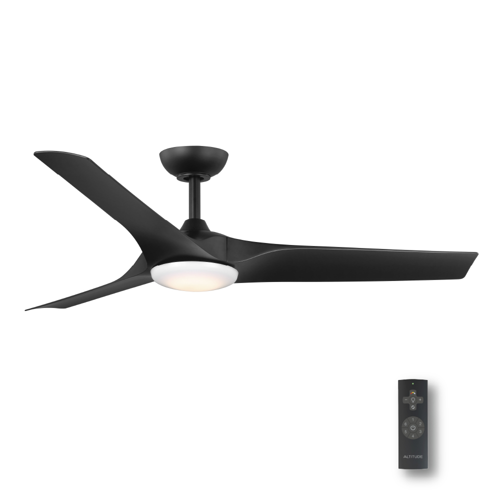 Gossamer 52 inch Ceiling Fan Indoor Fan with LED Light Kit and Remote, Matte Black