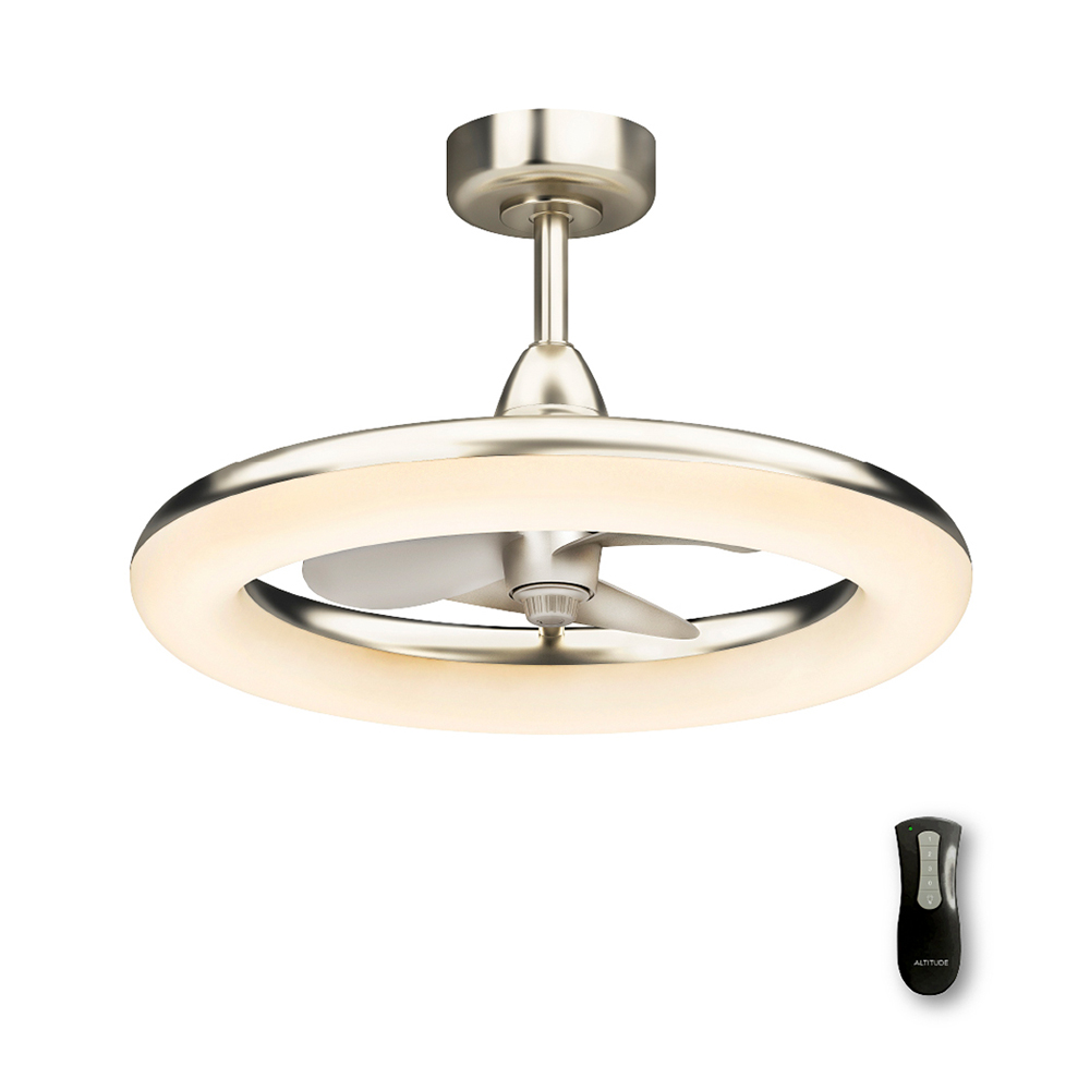 Helium Chandelier Ceiling Fan, Fandelier with Light and Remote, Outdoor, 24 inch - Brushed Nickel