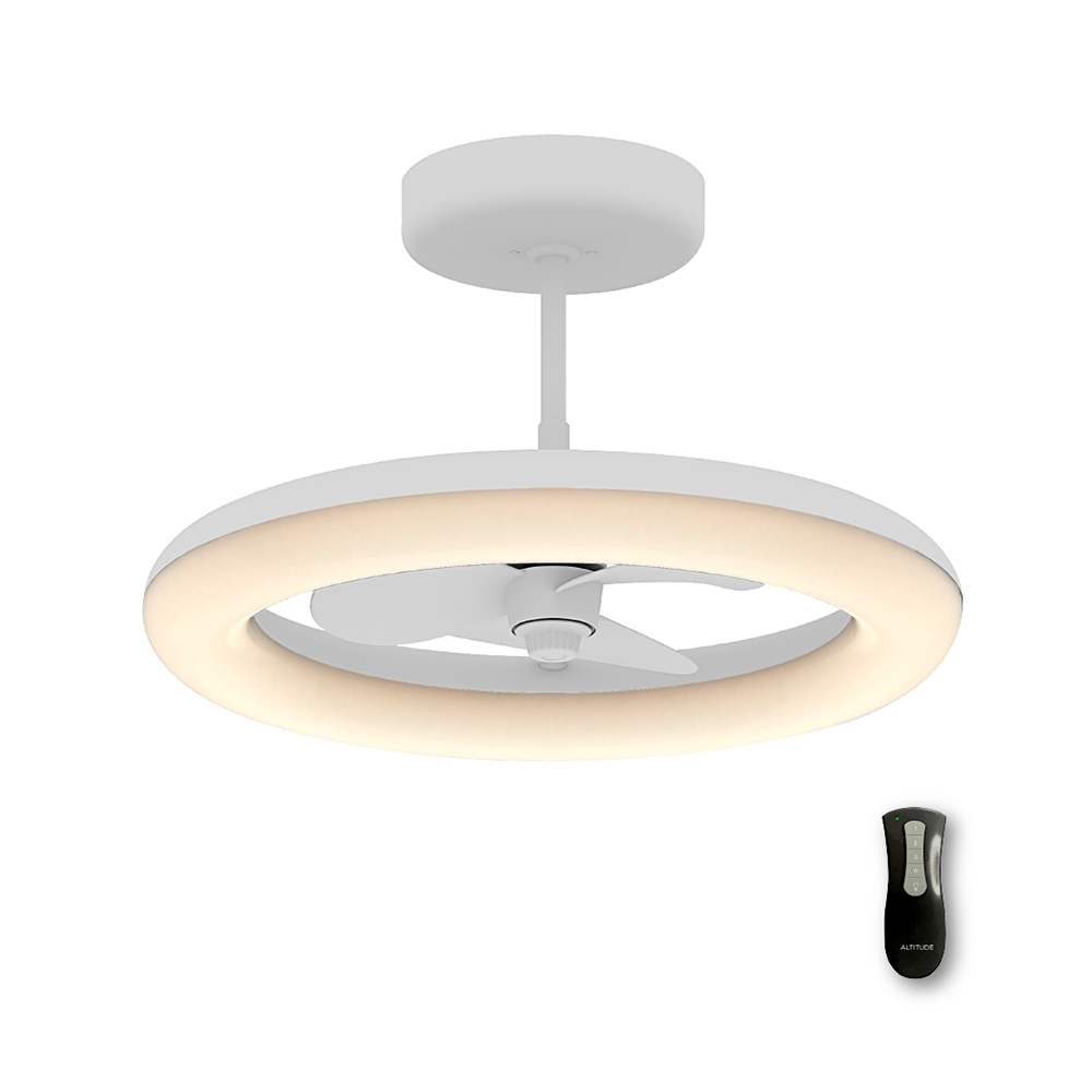 Helium Chandelier Fan Small Ceiling Fan with Light and Remote, Outdoor Fandelier, 24 inch - White