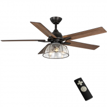 Medinah Power 107-90000005-1 - Casun 52 inch Ceiling Fan with LED Light and Remote, Aged Iron motor, Chesnut Blades