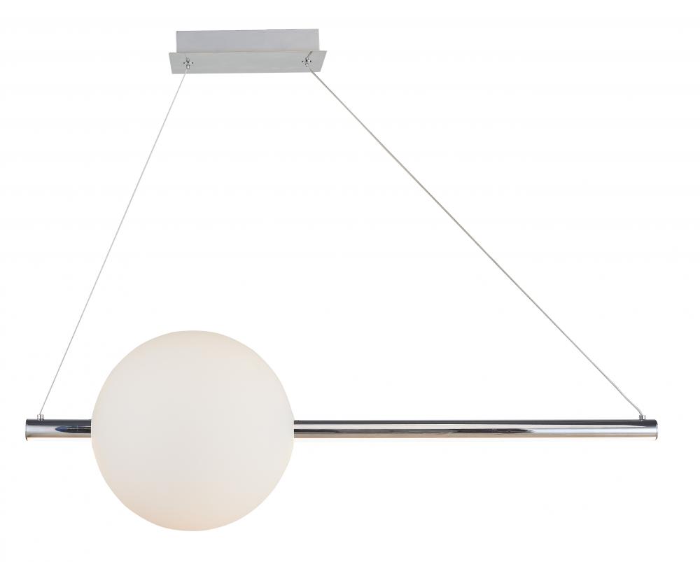 Linear Bar Pendant with Up-Down Illumination with Opal Glass Orb