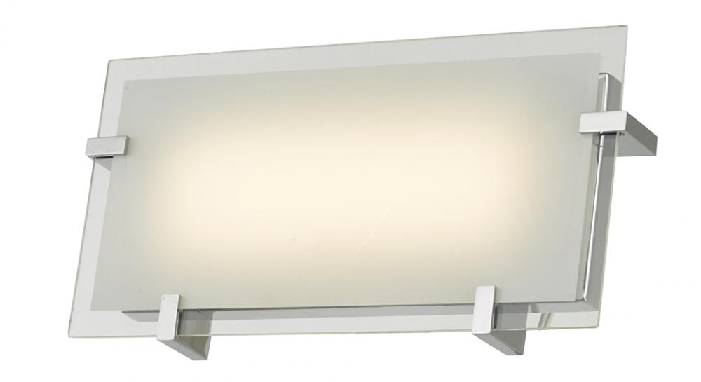 12" Frosted Flat Panel Glass Vanity-Wall Fixture with High Output Dimmable LED