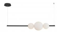 Abra Lighting 10024PN-BL-ORB - Linear Bar Pendant with Up-Down Illumination with 3 Opal Glass Orb's