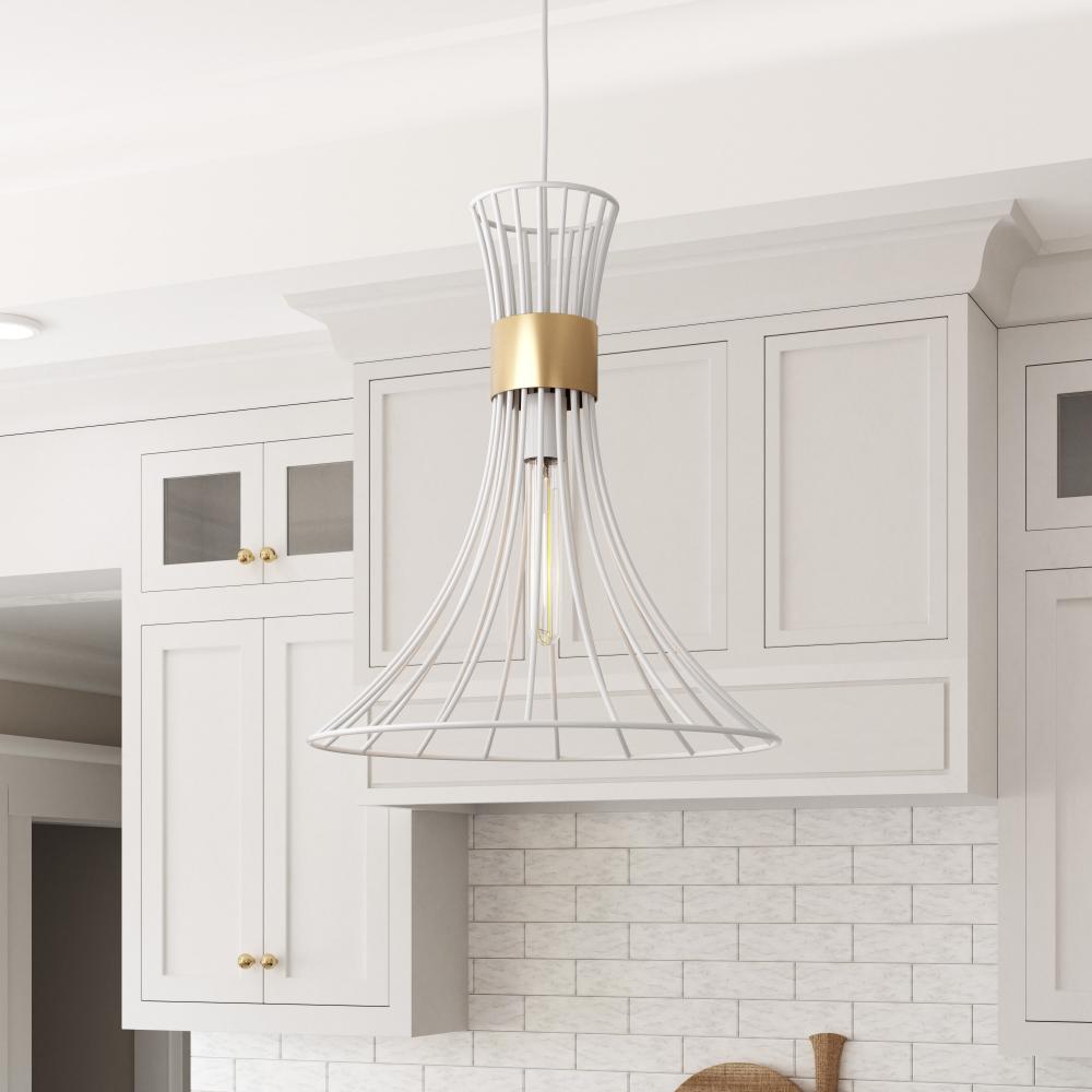 Zenith 1 Light Pendant - White And Gold (50 pack)