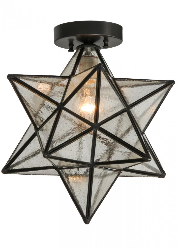 12"W Moravian Star Clear Seedy Flushmount