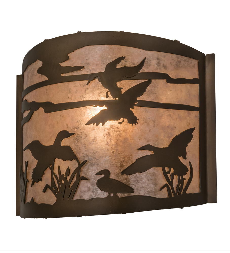 12" Wide Ducks in Flight Wall Sconce