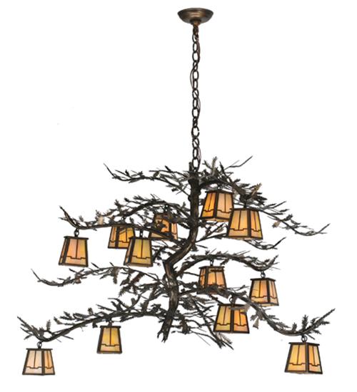 48" Wide Pine Branch Valley View 12 LT Chandelier