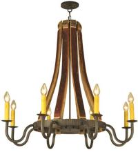 Meyda Green 132914 - 44"W Barrel Stave Madera 8 LT Chandelier