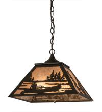 Meyda Green 175542 - 16" Square Canoe At Lake Pendant