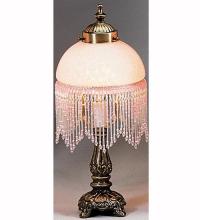 Meyda Green 17897 - 8"H Victorian Glass Globe Pink Fringed Mini Lamp