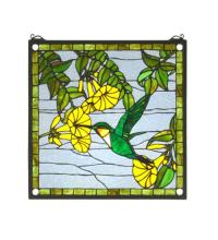 Meyda Green 22898 - 17"W X 17"H Hummingbird Stained Glass Window