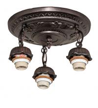 Meyda Green 30542 - 11" Wide Mahogany Bronze 3 Light Semi-Flushmount Hardware