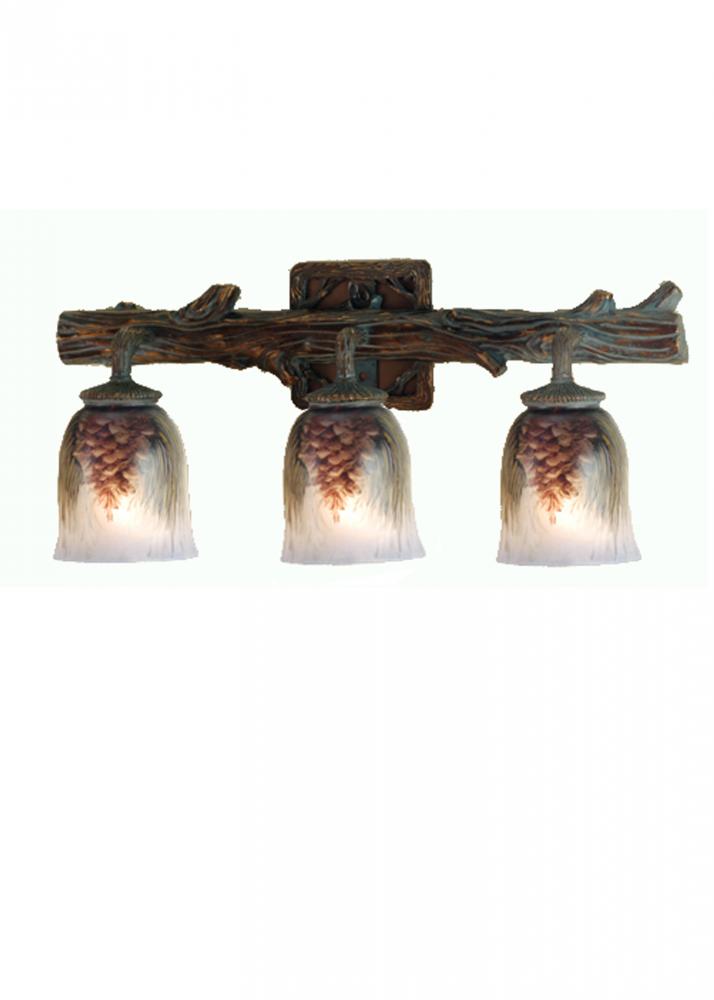 23" Wide Pinecone 3 Light Hand Painted Vanity Light