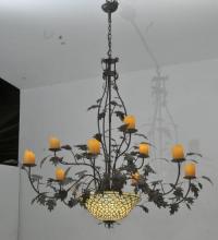 Meyda Black 108705 - 63" Wide Diamond & Jewel Oak Leaf 9 Arm Chandelier