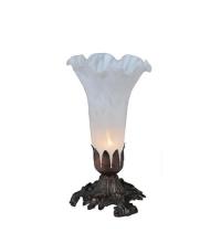 Meyda Black 11259 - 8" High White Tiffany Pond Lily Victorian Accent Lamp