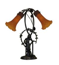 Meyda Black 11822 - 17" High Amber Tiffany Pond Lily 2 Light Trellis Girl Accent Lamp