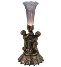 Meyda Black 12502 - 12" High Purple Iridescent Pond Lily Twin Cherub Mini Lamp