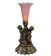 Meyda Black 12522 - 12" High Pink Pond Lily Twin Cherub Mini Lamp