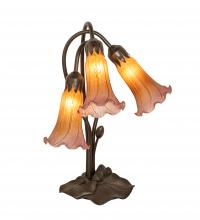 Meyda Black 129165 - 16" High Amber/Purple Tiffany Pond Lily 3 Light Accent Lamp