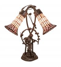 Meyda Black 134637 - 17" High Stained Glass Pond Lily 2 Light Trellis Girl Accent Lamp