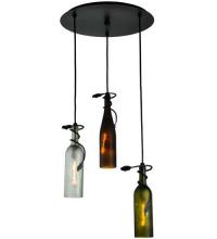 Meyda Black 136534 - 18"W Tuscan Vineyard Multi-Color 3 Wine Bottle Cascading Pendant