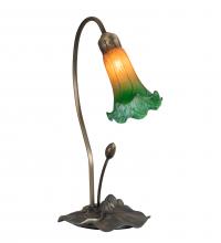 Meyda Black 13677 - 16" High Amber/Green Tiffany Pond Lily Accent Lamp