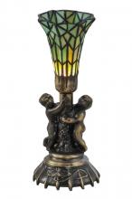 Meyda Black 151922 - 13" High Stained Glass Pond Lily Twin Cherub Accent Lamp