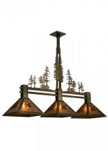 Meyda Black 152025 - 45" Long Tall Pines 3 Light Island Pendant