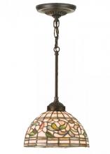 Meyda Black 16211 - 8"W Tiffany Turning Leaf Mini Pendant