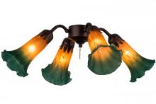 Meyda Black 162971 - 19"W Amber/Green Pond Lily 4 LT Fan Light