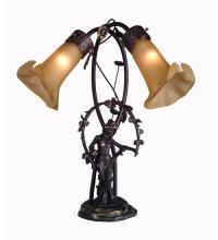 Meyda Black 16362 - 17" Wide Amber Tiffany Pond Lily 2 Light Trellis Girl Accent Lamp