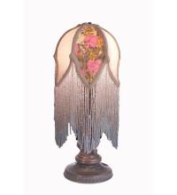 Meyda Black 16563 - 11" High Fabric & Fringe Victorian Tulip Mini Lamp