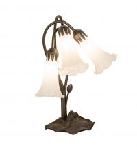 Meyda Black 173809 - 16" High White Tiffany Pond Lily 3 Light Accent Lamp