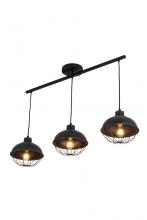 Meyda Black 178732 - 42" Long 3 Light Oblong Pendant