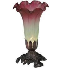 Meyda Black 185087 - 8" High Seafoam/Cranberry Pond Lily Victorian Mini Lamp