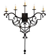 Meyda Black 198848 - 36" Wide Fleur De Lys 5 LT Wall Sconce