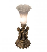 Meyda Black 225848 - 13" High Gray Tiffany Pond Lily Twin Cherub Accent Lamp