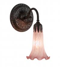 Meyda Black 227736 - 5.5" Wide Pink Tiffany Pond Lily Wall Sconce