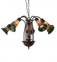 Meyda Black 236530 - 24" Wide Stained Glass Pond Lily 7 Light Chandelier