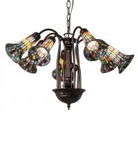 Meyda Black 236531 - 26" Wide Stained Glass Pond Lily 7 Light Chandelier