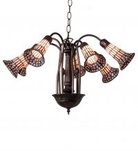 Meyda Black 236532 - 26" Wide Stained Glass Pond Lily 7 Light Chandelier