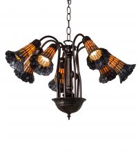 Meyda Black 236534 - 26" Wide Stained Glass Pond Lily 7 Light Chandelier