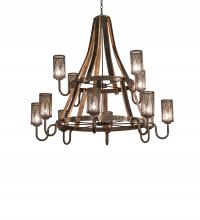 Meyda Black 245818 - 60" Wide Barrel Stave Winter Maple 12 Light Two Tier Chandelier