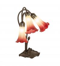 Meyda Black 251682 - 16" High Seafoam/Cranberry Tiffany Pond Lily 3 Light Accent Lamp