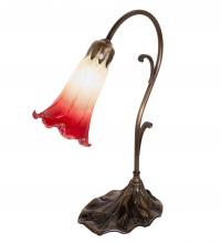 Meyda Black 251845 - 15" High Seafoam/Cranberry Tiffany Pond Lily Accent Lamp