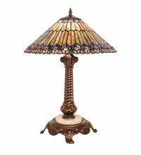 Meyda Black 251928 - 23" High Tiffany Jeweled Peacock Table Lamp